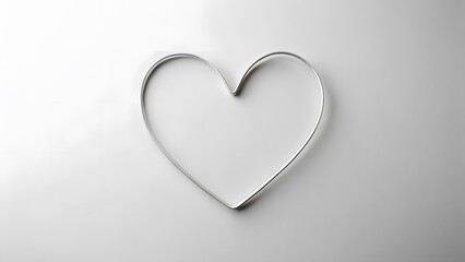 Obraz premium Silver Heart Shape Outline on White Background