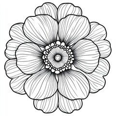 Vibrant Poppy Mandala Simple Dotted Center Design for Print and Web