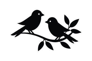 Silhouette illustration of two birds and facing each other7.eps