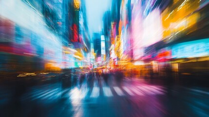 City lights blurred in motion transform the night into a living canvas. 