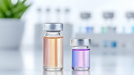 Lab vials, medical research, lab setting, science background