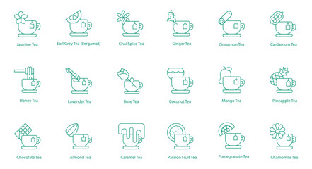 Exotic and Spiced Tea Vector Icons: Aromatic and Warming Infusions