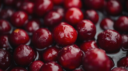 Fresh Cranberries in Water with a Glossy Finish
