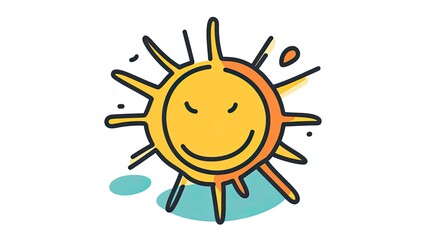 Happy sun cartoon illustration with playful design elements.