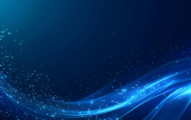 Abstract Blue Wave Background with Glowing Particles