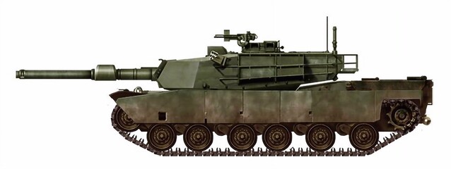 The concept of the evolution of the XM-803 tank, with a turret from the M1 Abrams tank and additional protection on the sides © Tikros