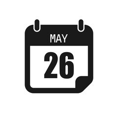 Vector icon page day calendar - 26 May month