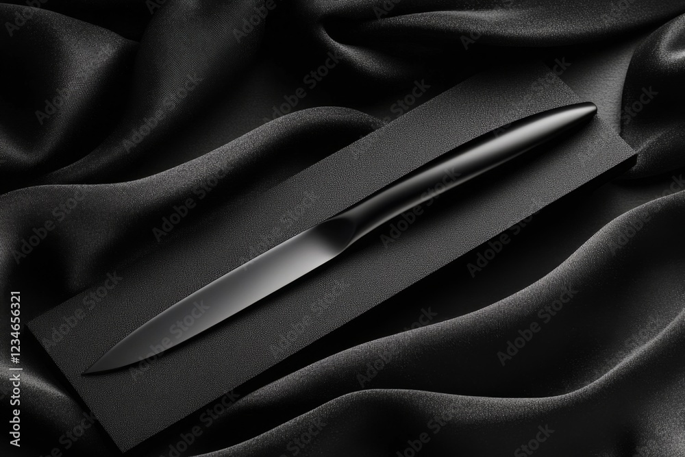 Fototapete a minimalist depiction of a scalpel with a single precise line cutting through a bold shape, symboli