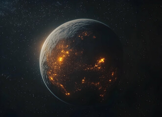 Fototapeta premium Cosmic Cityscape: A Glimmering Celestial Body