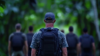 Soldiers Marching Through Lush Green Jungle Path