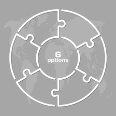 Circle diagram infographic in 6 steps or options