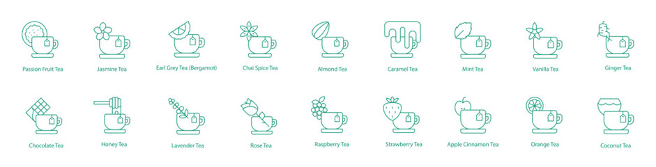 Classic and Fruity Tea Vector Icons: Refreshing and Flavorful Choices