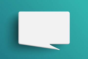 White rectangle speech bubble on green background
