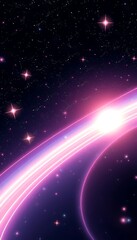 Glowing Pink Light Streaks Across a Dark Space Background