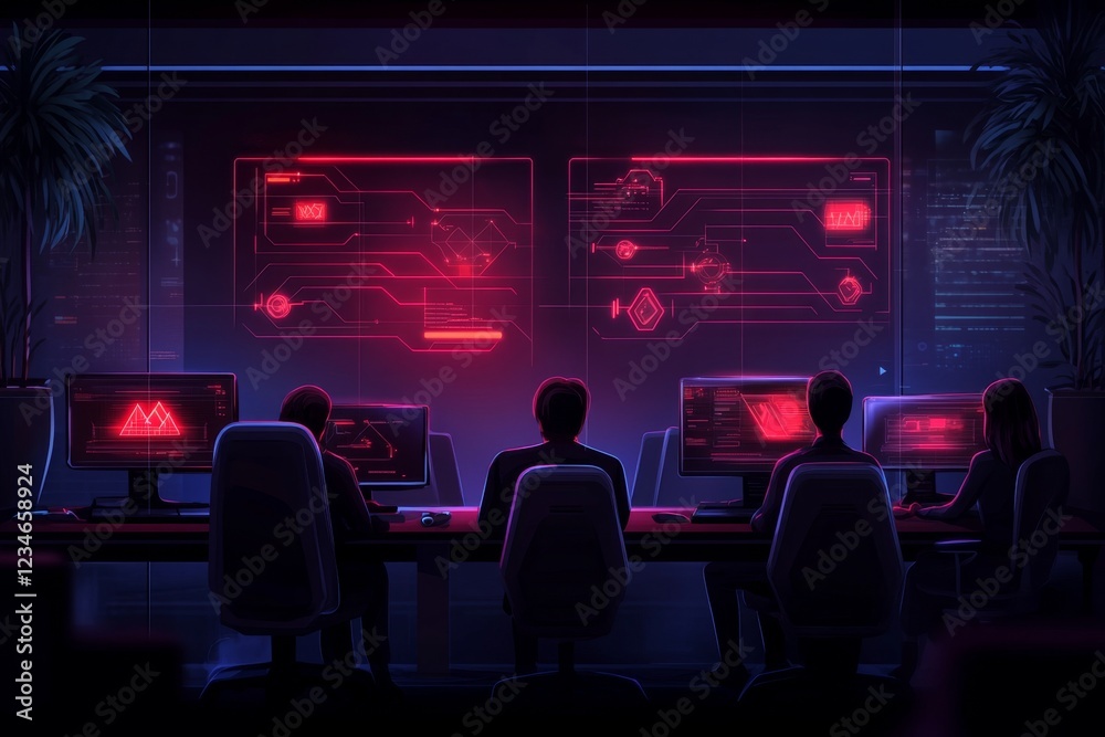 Poster A pixel art depiction of two rows of characters and objects, with animated lines connecting each character to its respective tool, set in a retro gaming interface