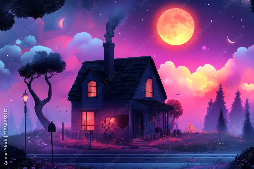 Poster a pixel art scene of a cozy house being renovated, with a tiny character using tools to paint walls 
