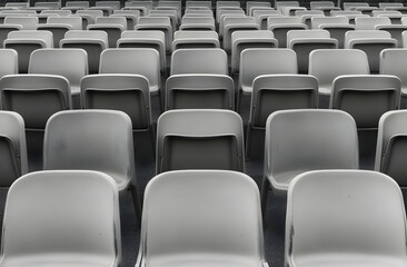 Fototapeta premium Rows of Empty Grey Chairs in an Auditorium
