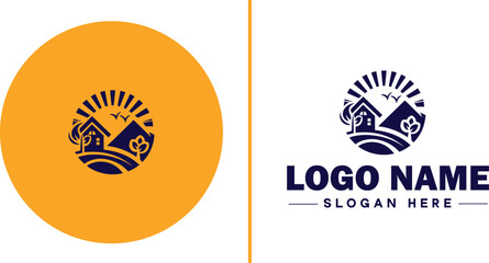 Retirement Community icon Senior living community Retirement village Senior community flat logo sign symbol editable vector