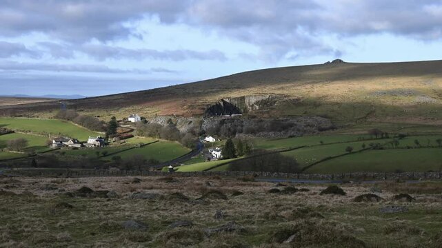 Isolated little hamlet Merrivale in mid winter