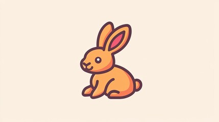 Obraz premium Cute cartoon orange bunny rabbit sitting.