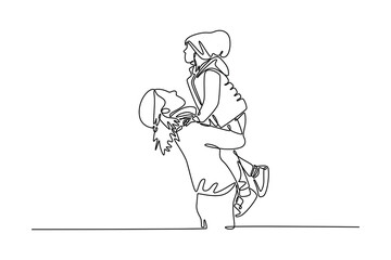 Continuous one line drawing autumnal lifestyle concept. Doodle vector illustration.