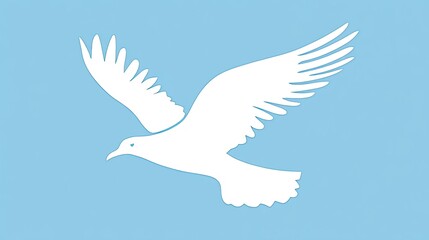 Obraz premium White dove in flight against a light blue background. Simple, elegant design.