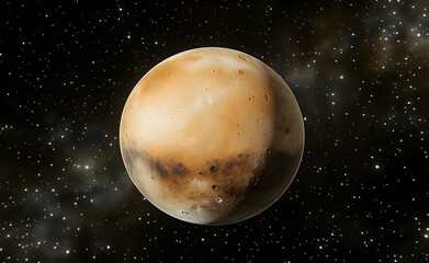 A Stunning View of Mars: The Red Planet's Surface and Celestial Background