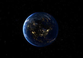 Obraz premium Earth at Night: A Celestial View of North America's City Lights