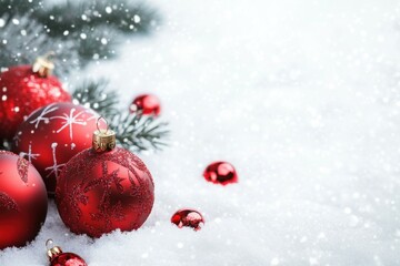Christmas Ornaments in Snow