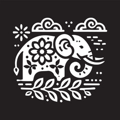 Powerful Elephant Head Silhouette Design