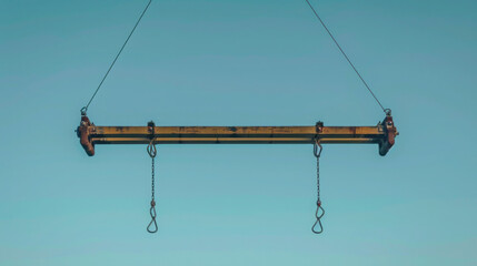 circus trapeze bar hanging high above the sky