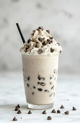Delicious Chocolate Chip Milkshake with Whipped Cream