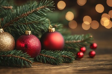 Fototapeta premium Festive Christmas Decorations with Baubles