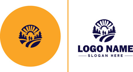 Retirement Community icon Senior living community Retirement village Senior community flat logo sign symbol editable vector