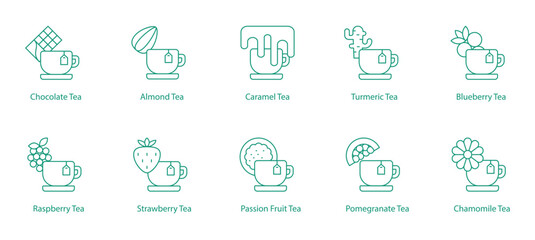 Sweet and Fruity Tea Vector Icons: Delicious and Indulgent Blends