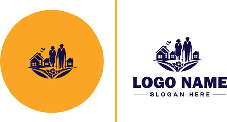 Retirement Community icon Senior living community Retirement village Senior community flat logo sign symbol editable vector