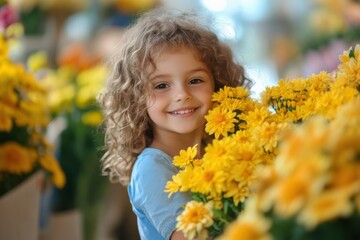 Naklejka premium Child in Flower Garden