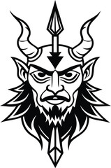 Obraz premium Creative Demonic Face isolated vector, Demonic Face silhouette vector illustration, Demonic Face line art vector