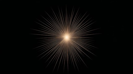 Fototapeta premium Abstract golden light burst on black background.