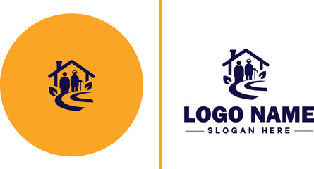 Retirement Community icon Senior living community Retirement village Senior community flat logo sign symbol editable vector