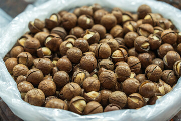 A Close-Up of Freshly Harvested Macadamia Nuts in Packaging
