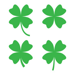 Four leaf clover green icon. St. Patricks Day icon.