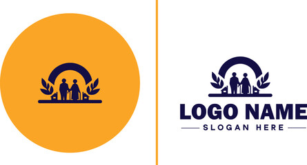 Retirement Community icon Senior living community Retirement village Senior community flat logo sign symbol editable vector