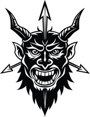 Creative Demonic Face isolated vector, Demonic Face silhouette vector illustration, Demonic Face line art vector