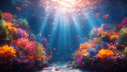 Vibrant Coral Reef Ecosystem Undersea Scene