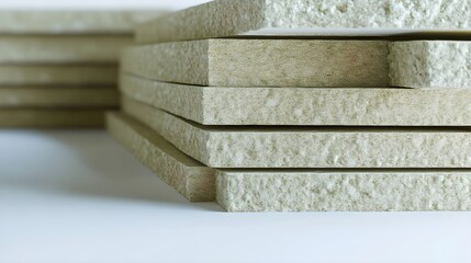 Stack of Lightweight Foam Insulation Boards Isolated on White Background