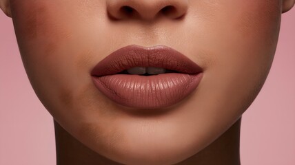 Naklejka premium close up lips of young woman. Lipstick concept. For banner, design, shop, flyer, beauty salon, LinkedIn, presentation