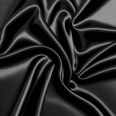 Fototapeta premium Black satin silk luxury material cloth background