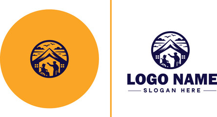 Retirement Community icon Senior living community Retirement village Senior community flat logo sign symbol editable vector