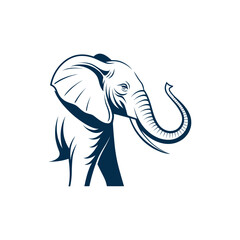 elephant silhouette vector line art logo design